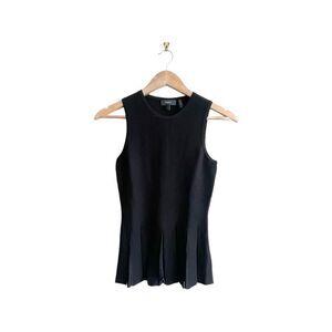 Theory Top Pleated Peplum B Knitted Black Sleeveless Women's S Dry Clean